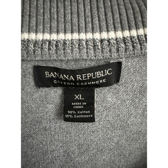 Banana Republic Men’s Cashmere 1/4 Zip Sweater Gray Mock Neck XL - Picture 2 of 7